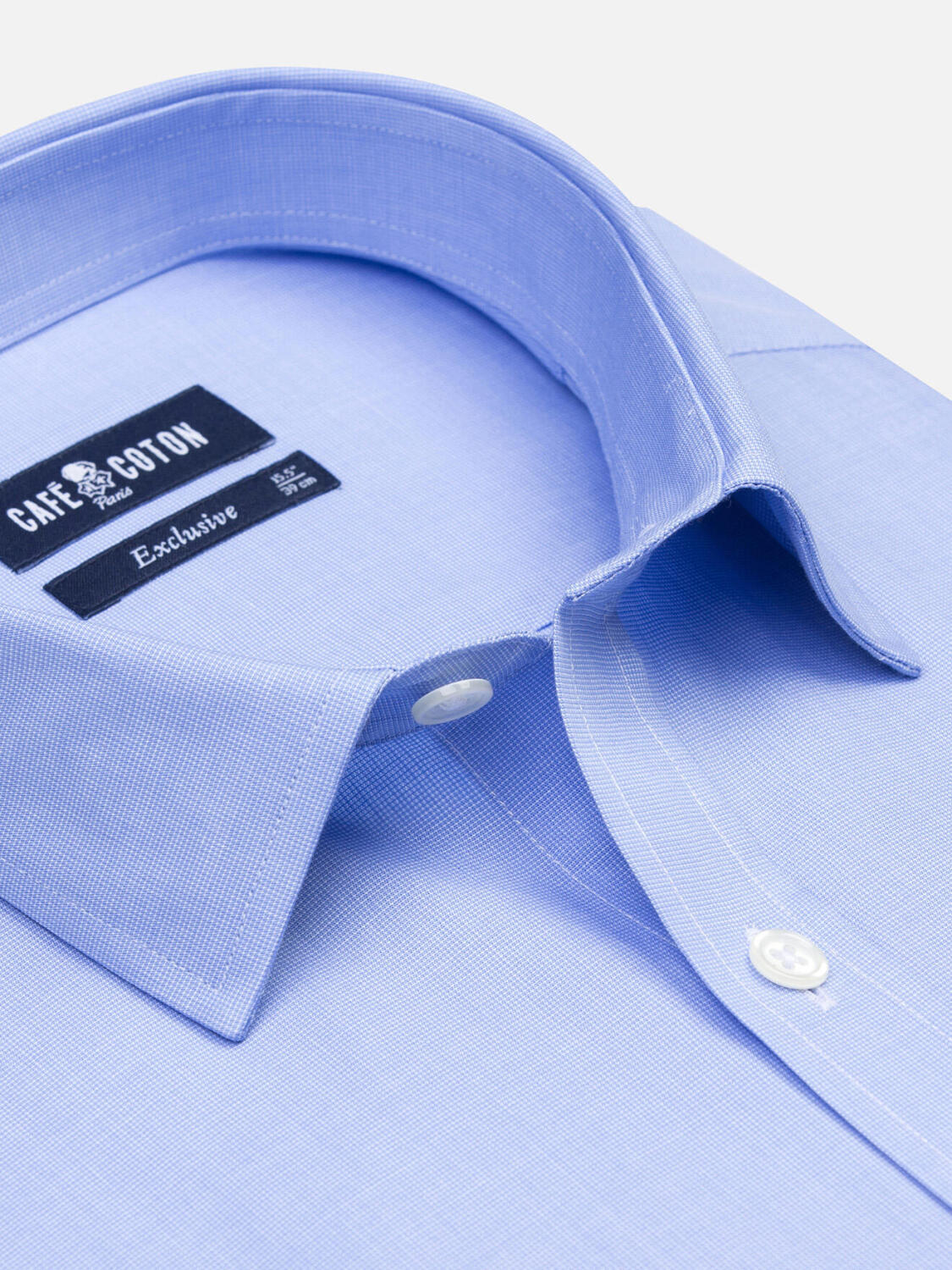 Tailliertes Hemd Daria aus Popelin himmelblau - Kleiner Kragen