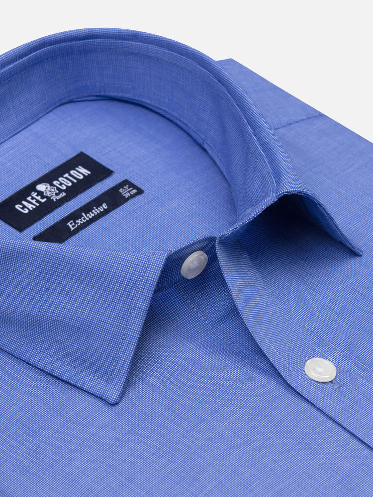 Daria blue poplin slim fit shirt - Short Collar