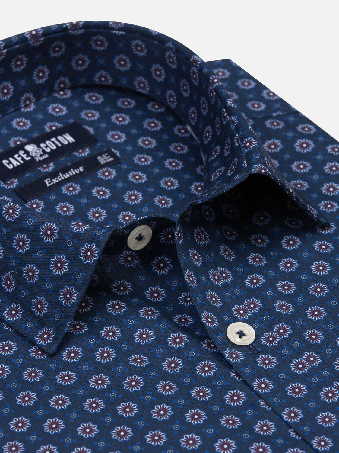 Camicia slim-fit Elton stampata in blu - Piccolo Collo