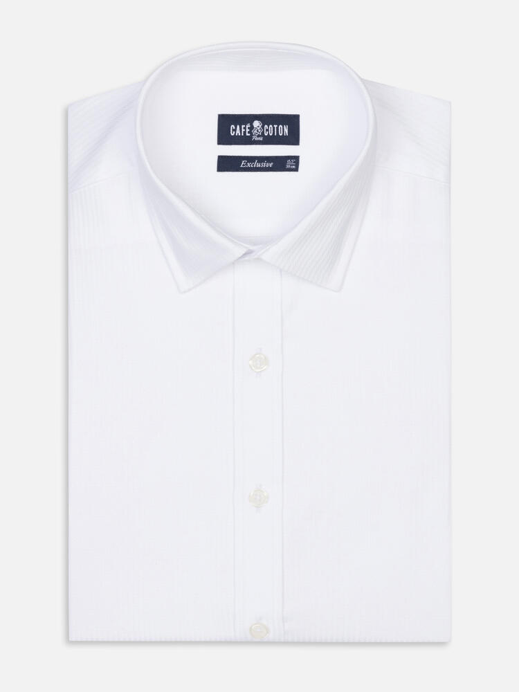 Ethan white herringbone slim fit shirt - Point Collar