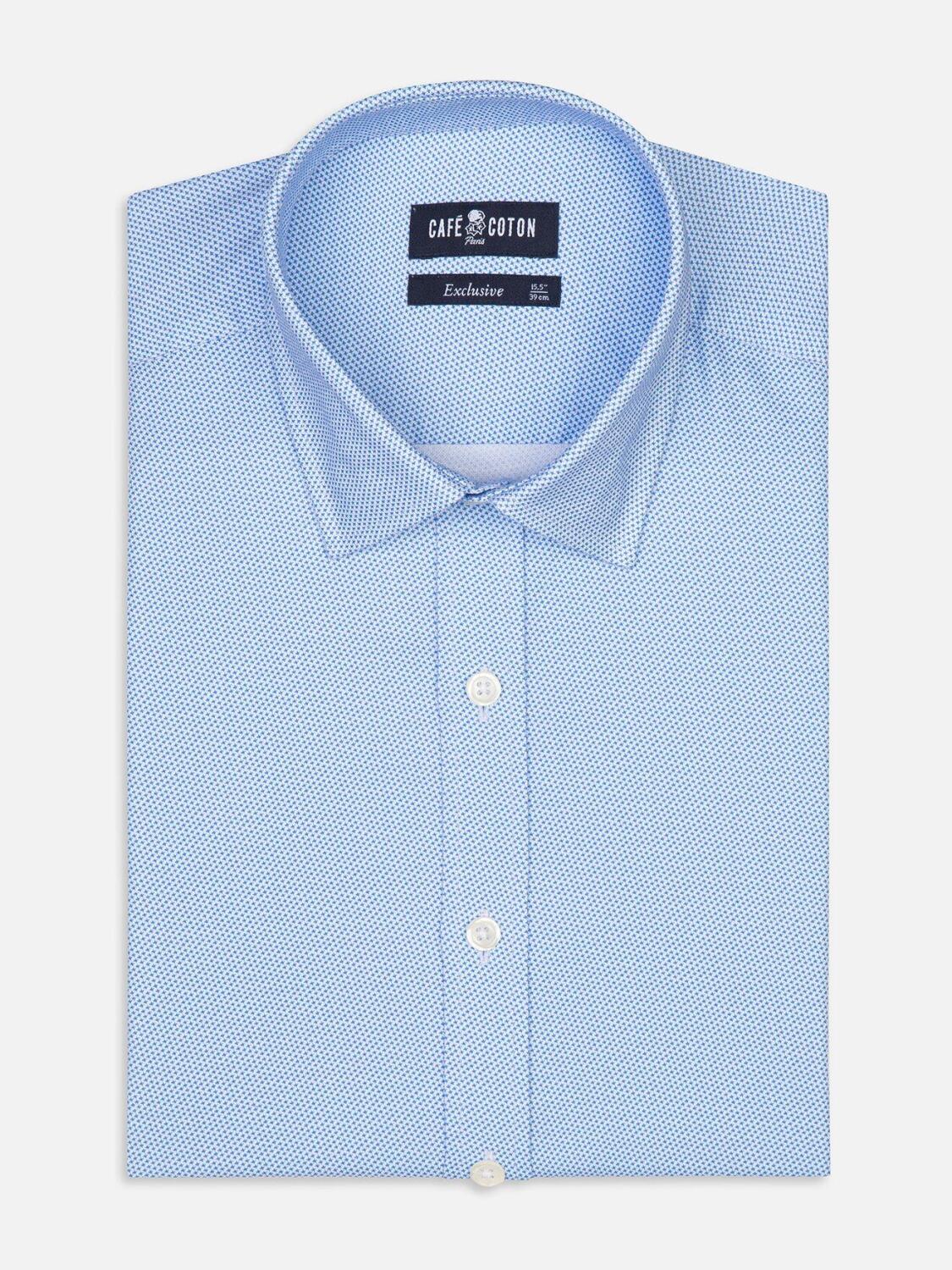 Finn slim-fit overhemd met hemelprint - Korte kraag