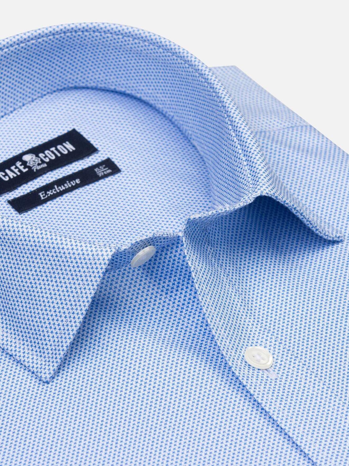 Finn slim-fit overhemd met hemelprint - Korte kraag