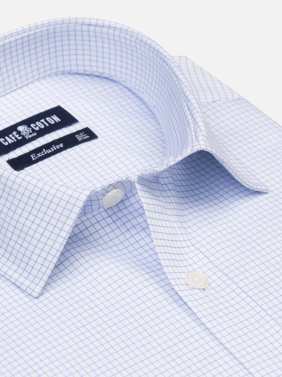 Tailliertes Hemd Gill mit himmelblauen Karos - Kurzem Kragen