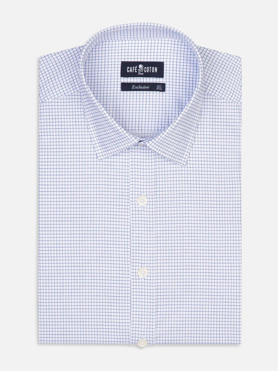 Chemise cintr&eacute;e Gill &agrave; carreaux bleus - Petit Col