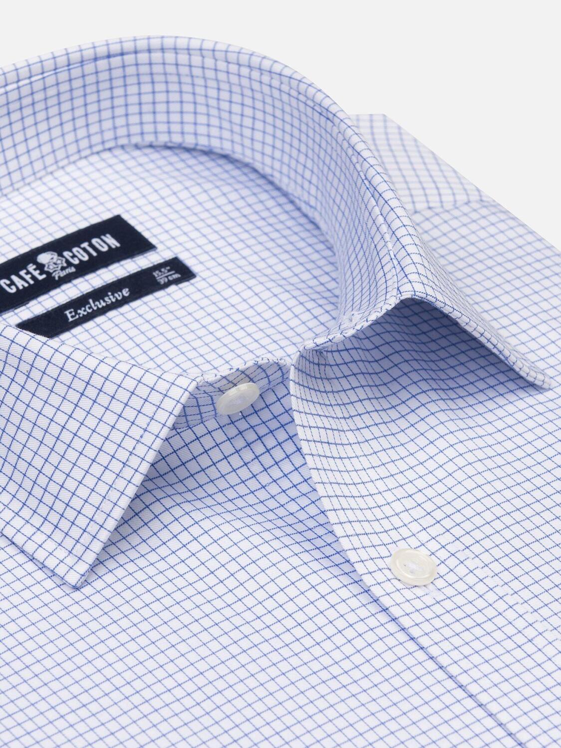 Chemise cintr&eacute;e Gill &agrave; carreaux bleus - Petit Col