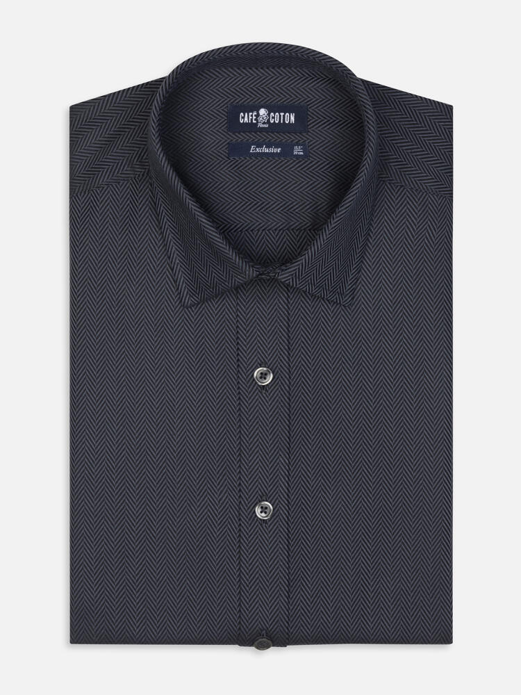 Camisa entallada Espiga Carbón - Cuello Pequeño