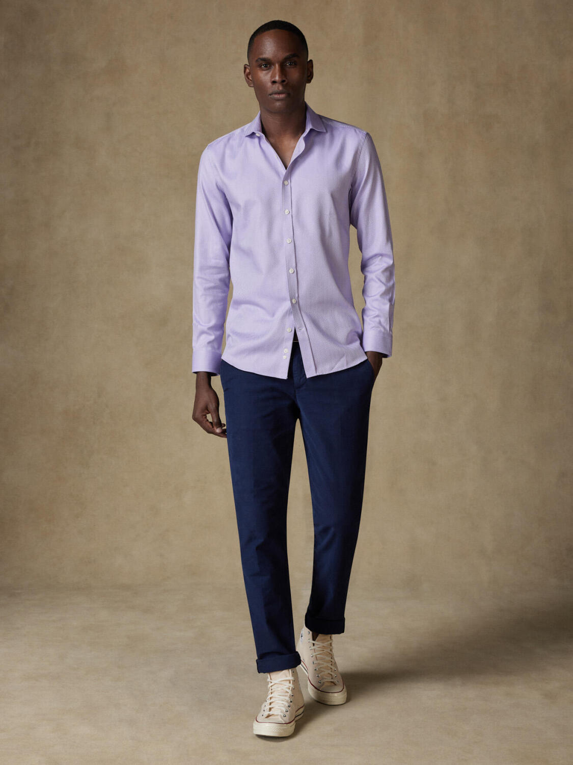 Parma Visgraat Slim fit overhemd - Kleine Kraag