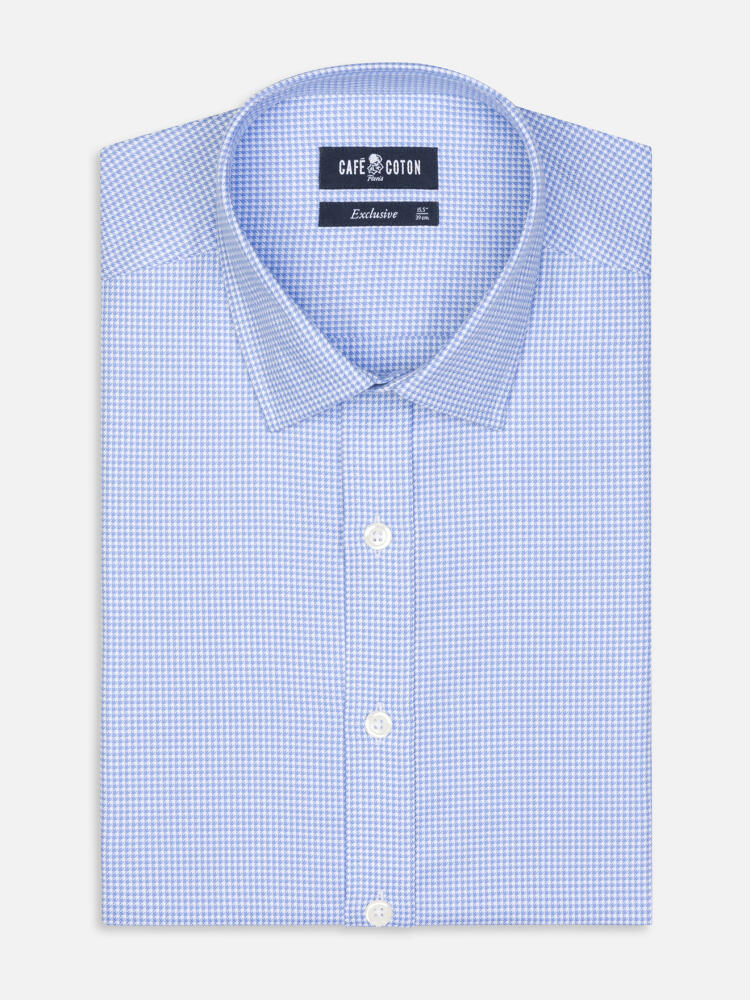 Camisa entallada Landry Sky Gingham  - Cuello Pequeño