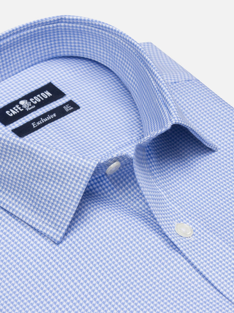 Camicia slim fit Landry sky gingham  - Colletto piccolo