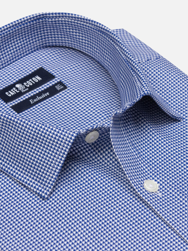 Landry Navy Gingham slim fit shirt - Short Collar