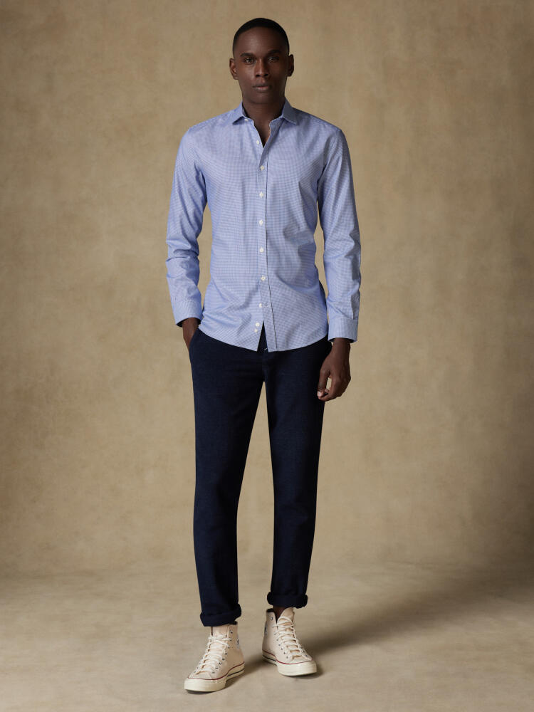 Landry Navy Gingham slim fit shirt - Short Collar