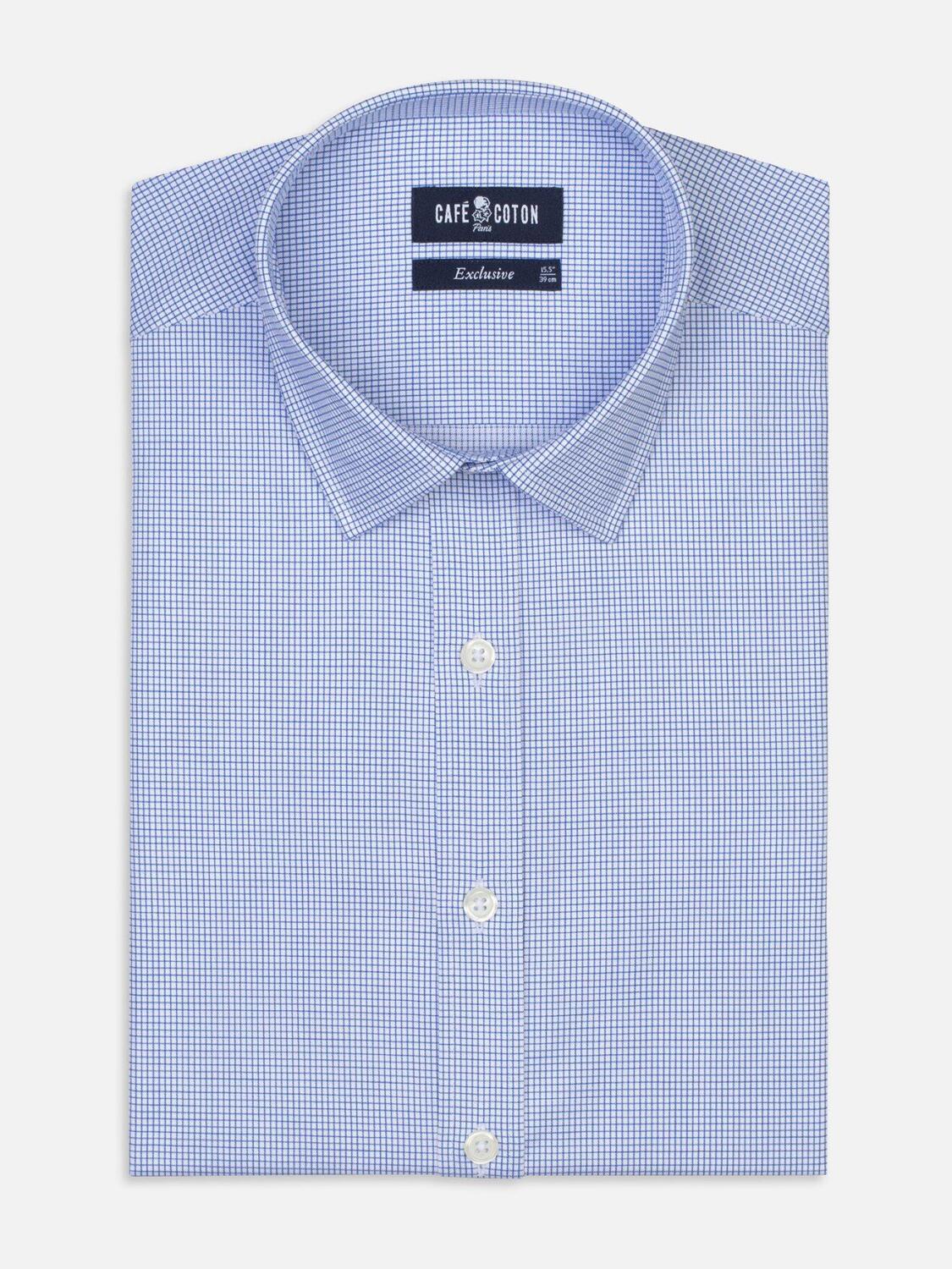 Camicia Lenny slim fit a quadri blu - Colletto piccolo