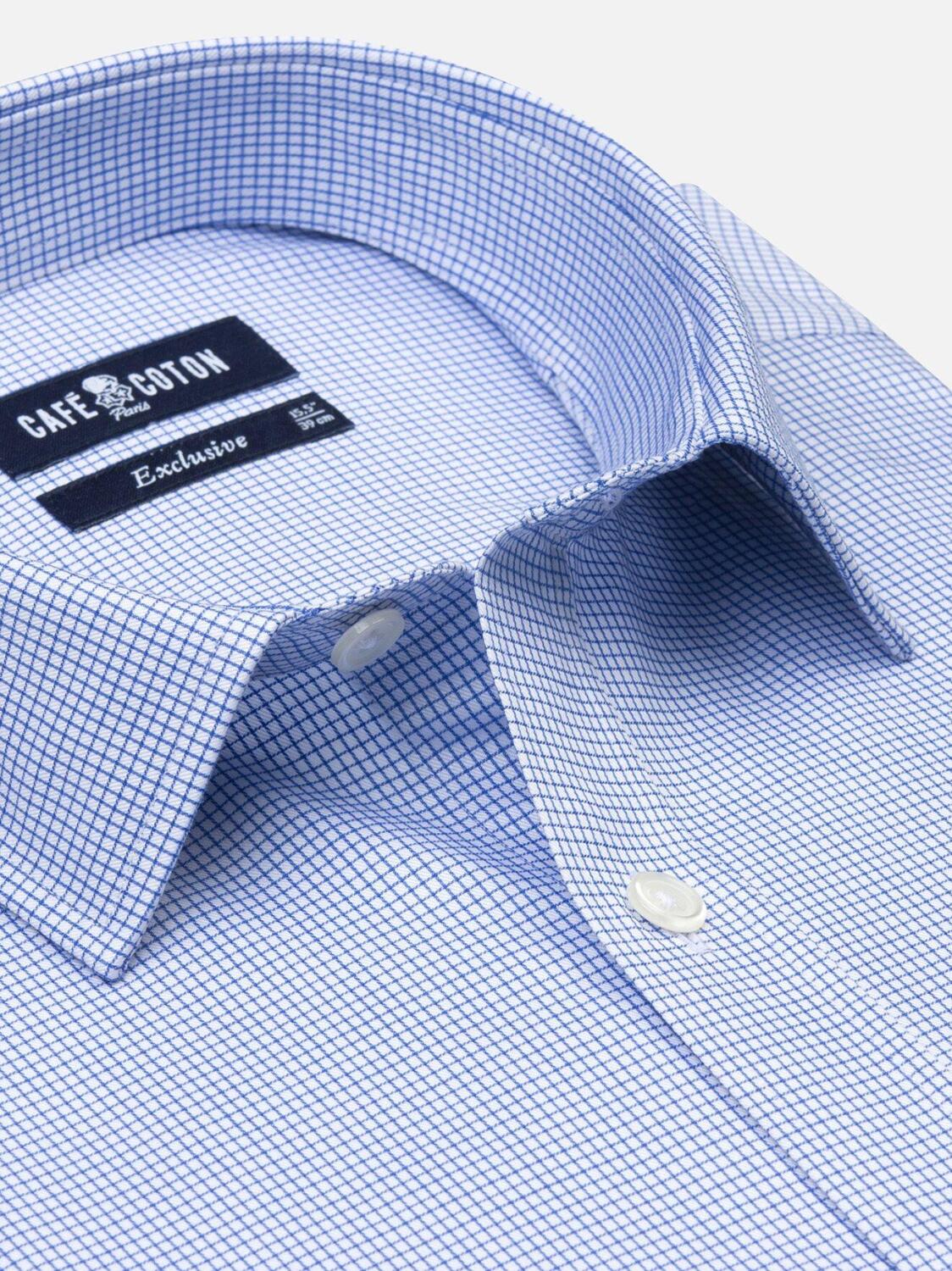 Camicia Lenny slim fit a quadri blu - Colletto piccolo