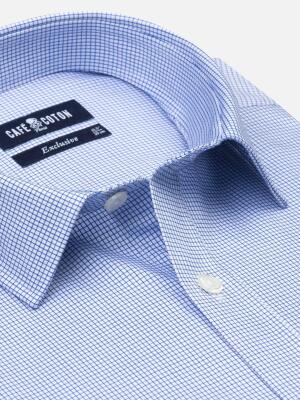 Lenny blue checked slim fit shirt - Small collar