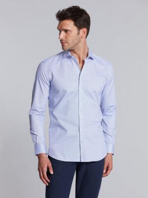 Lenny blue checked slim fit shirt - Small collar