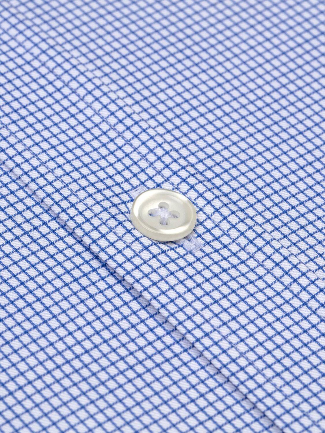 Camicia Lenny slim fit a quadri blu - Colletto piccolo