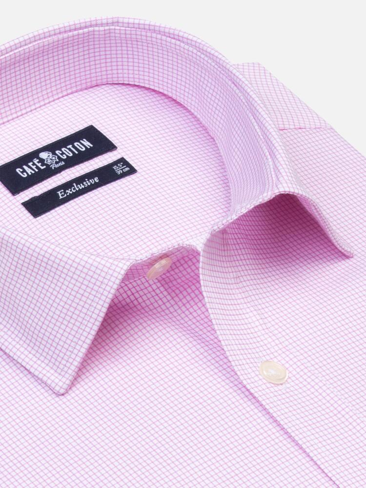 Chemise cintrée Lenny à carreaux rose - Petit Col