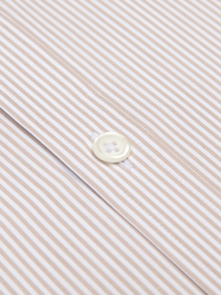 Overhemd slim Menthon met strepen beige