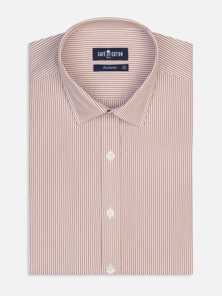 Camicia slim Menthon a righe havana