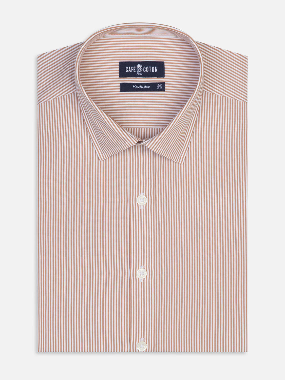 Camisa ajustada Menthon a rayas habano