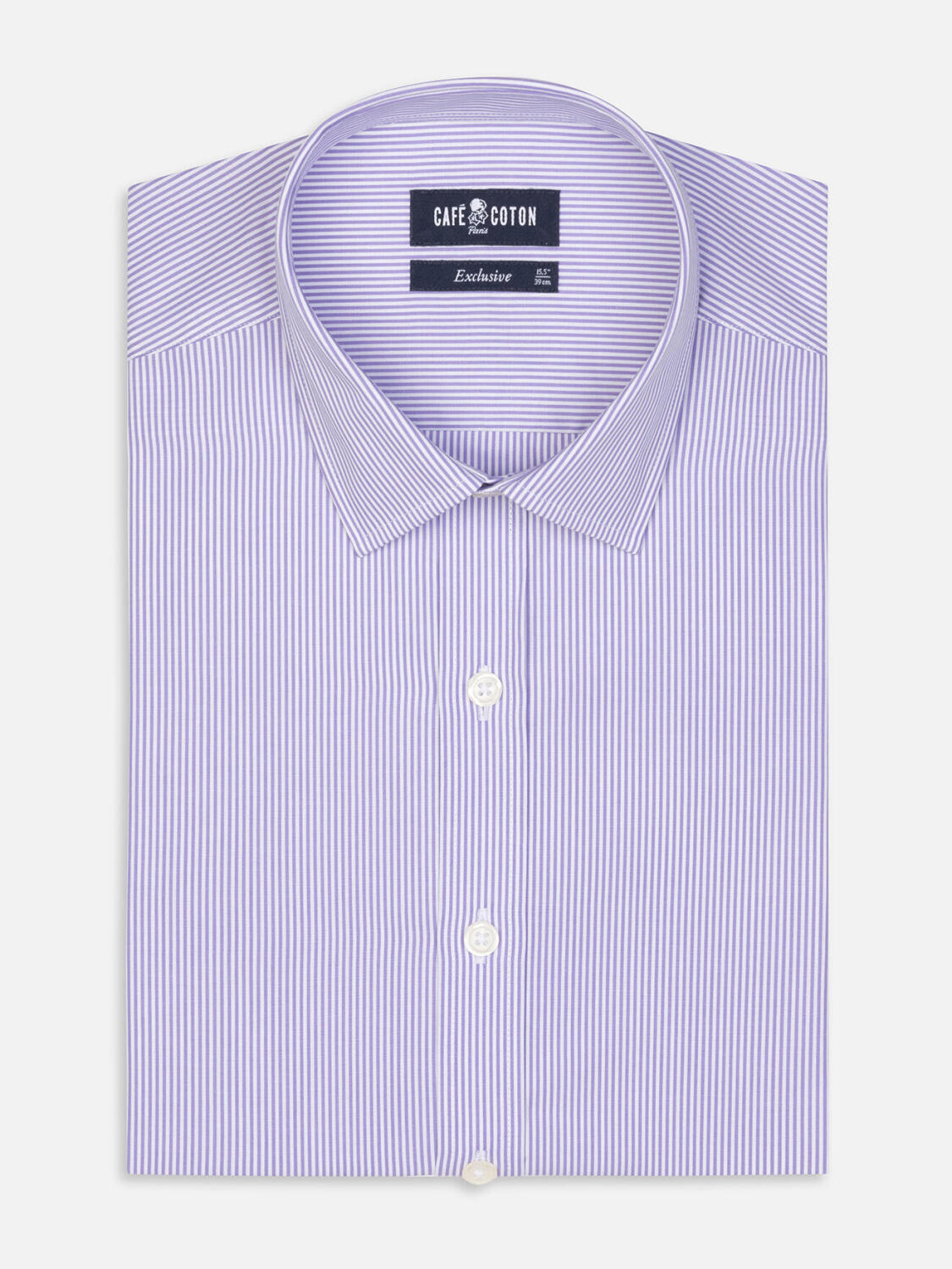 Camisa entallada Menthon rayas parma - Cuello Pequeño