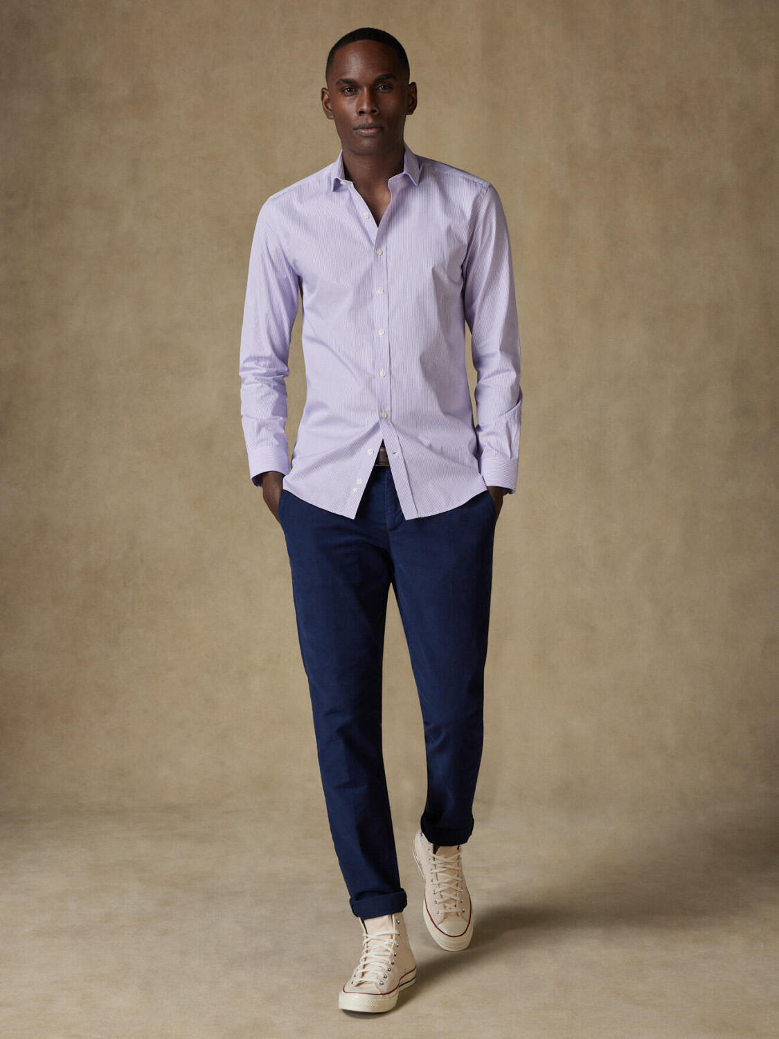 Camisa entallada Menthon rayas parma - Cuello Pequeño