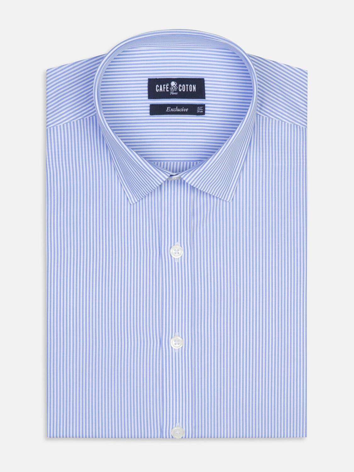 Menthon Camisa entallada rayas cielo - Cuello Pequeño