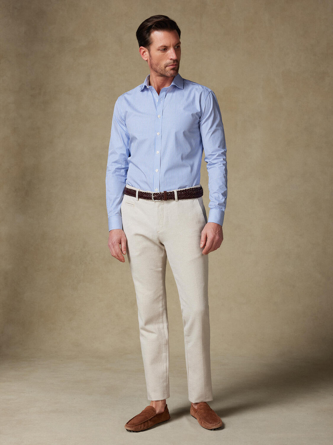 Menthon slim fit shirt with blue stripes - French collar