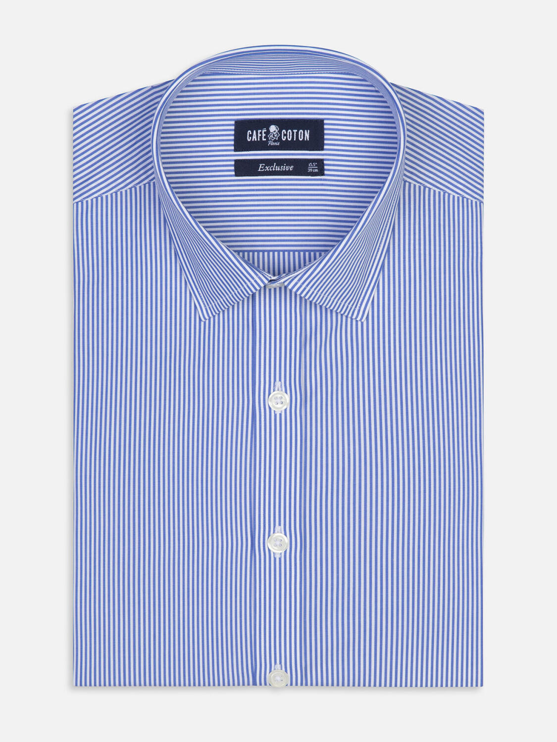Menthon slim fit shirt with blue stripes - French collar