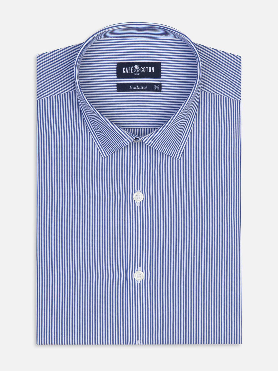 Menthon Camicia slim fit a righe blu navy - Colletto piccolo