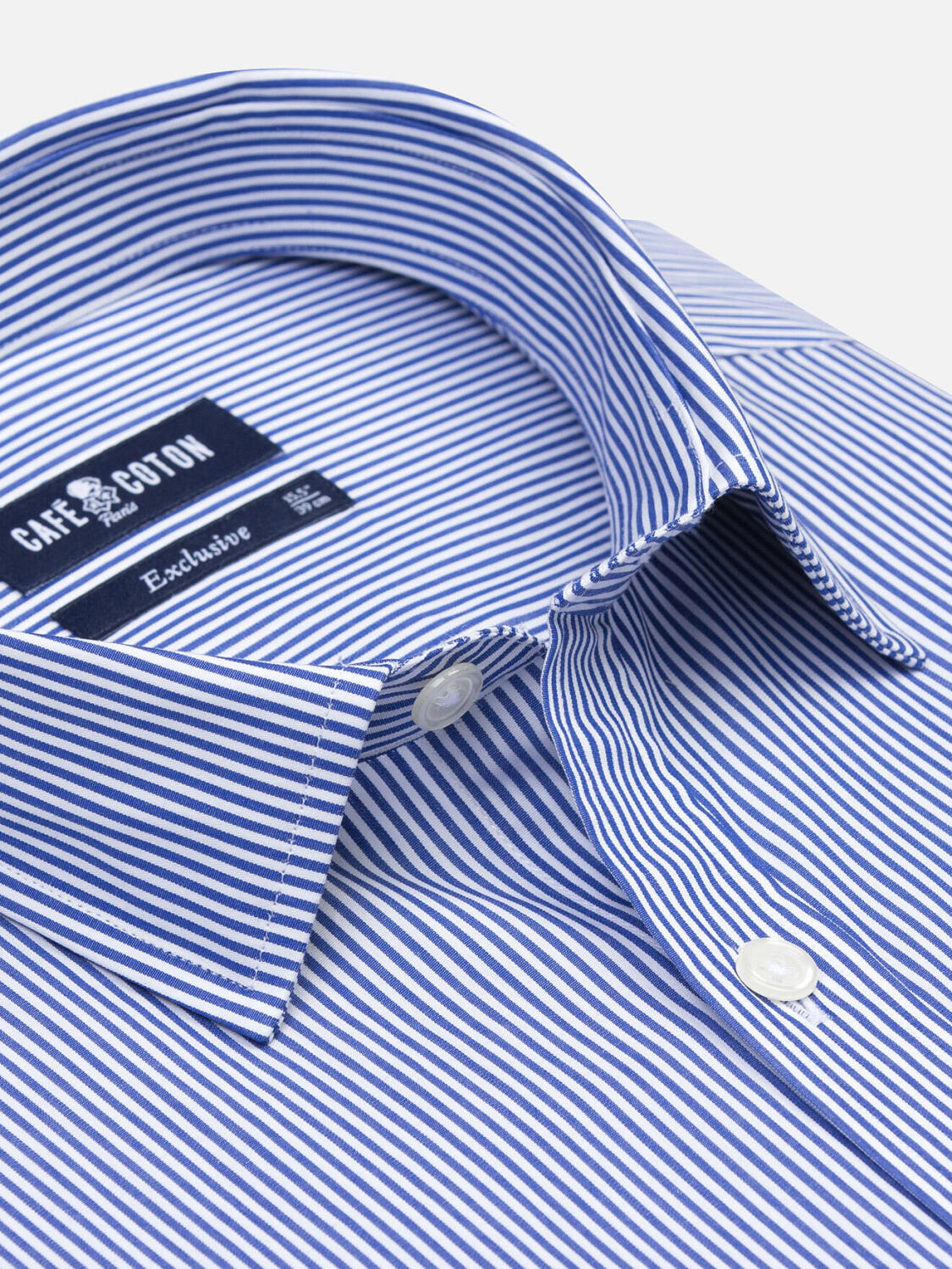 Menthon Camicia slim fit a righe blu navy - Colletto piccolo