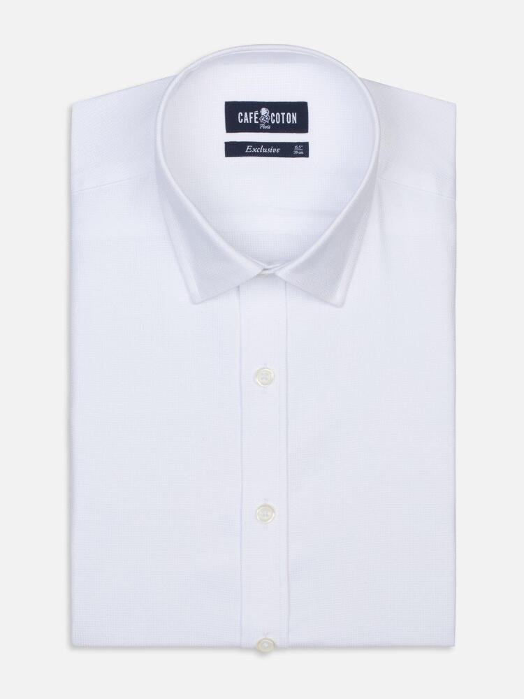 Chemise cintrée Miles texturée blanche - Petit Col