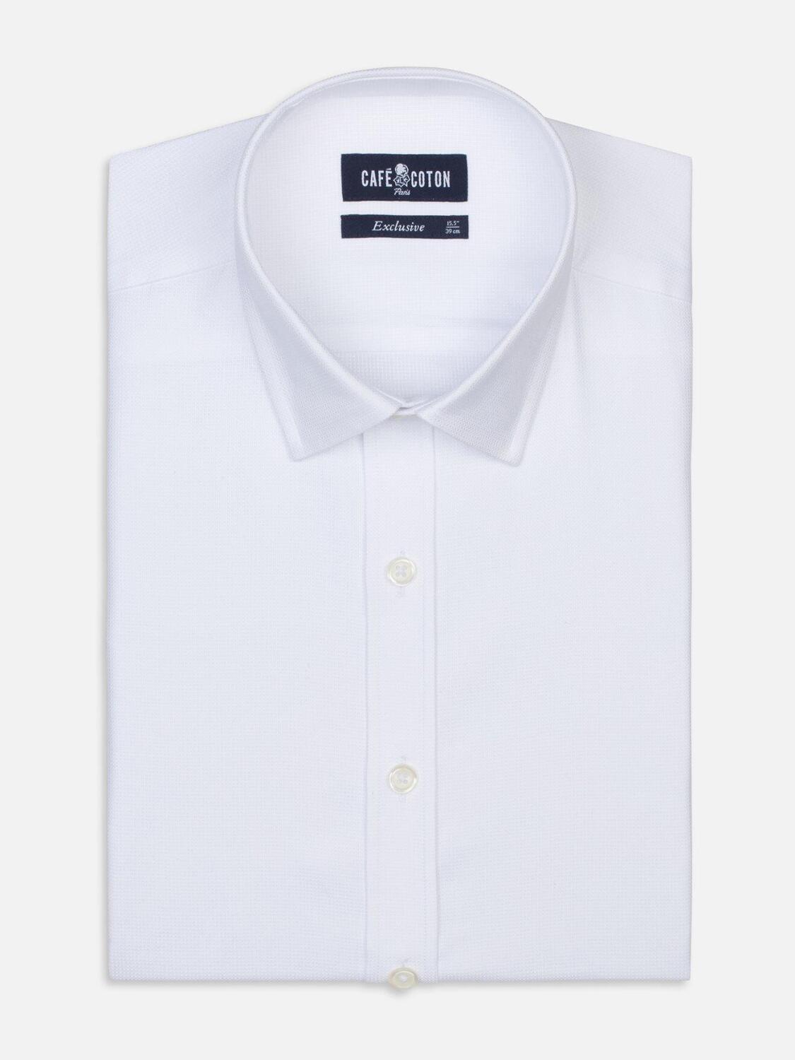 Chemise cintr&eacute;e Miles textur&eacute;e blanche - Petit Col