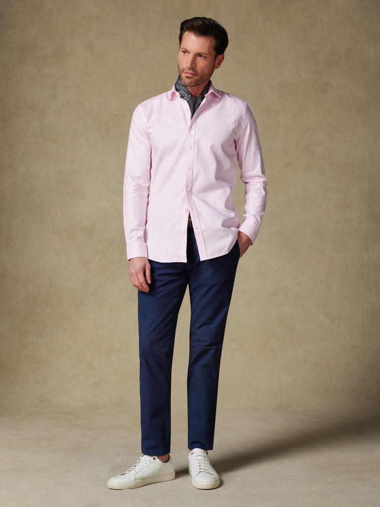 Camicia slim Miles in natté rosa - Colletto francese