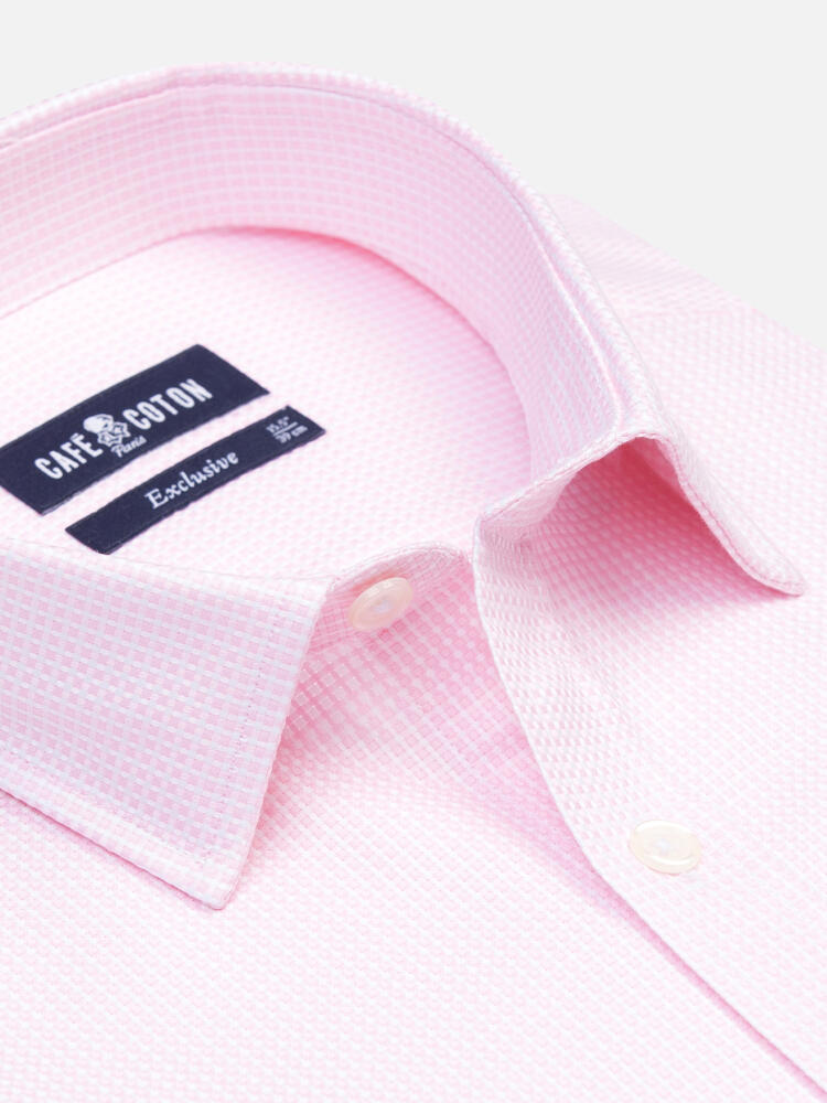 Camicia slim Miles in natté rosa - Colletto francese