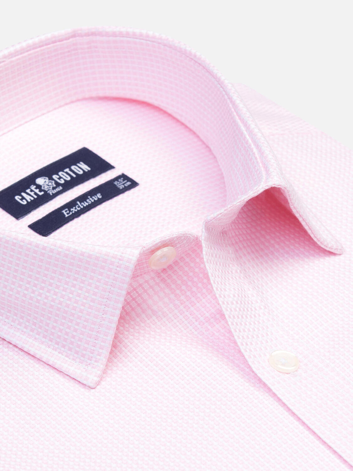 Chemise cintrée Miles en natté rose  - Petit col