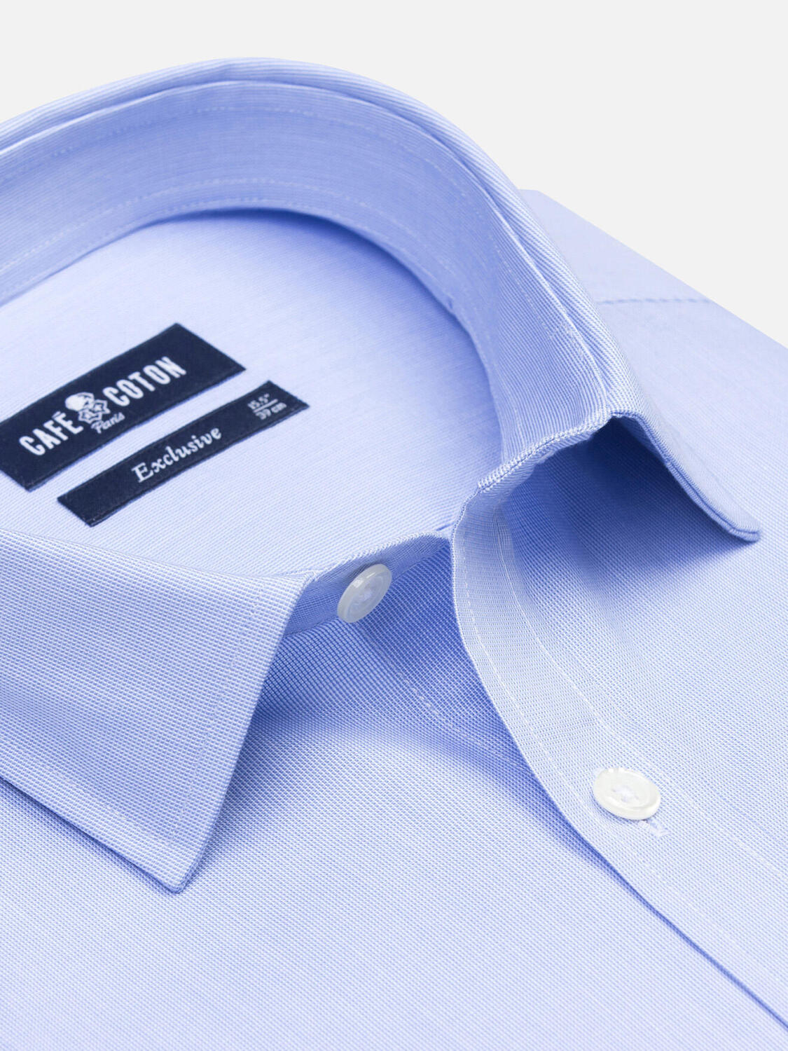 Chemise cintrée en mille raies ciel - Petit Col