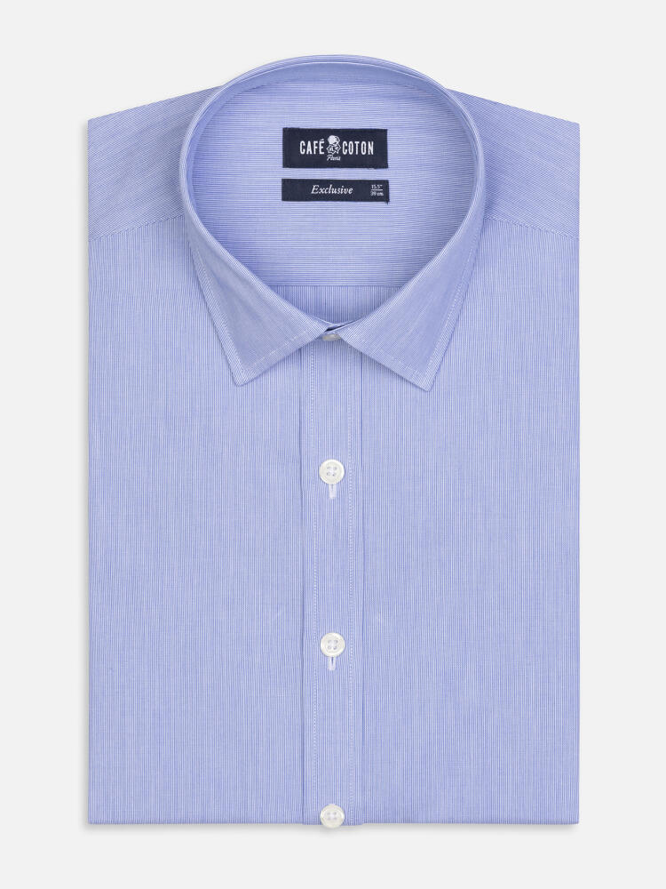 Thousand Stripes Blue slim fit shirt - Short Collar