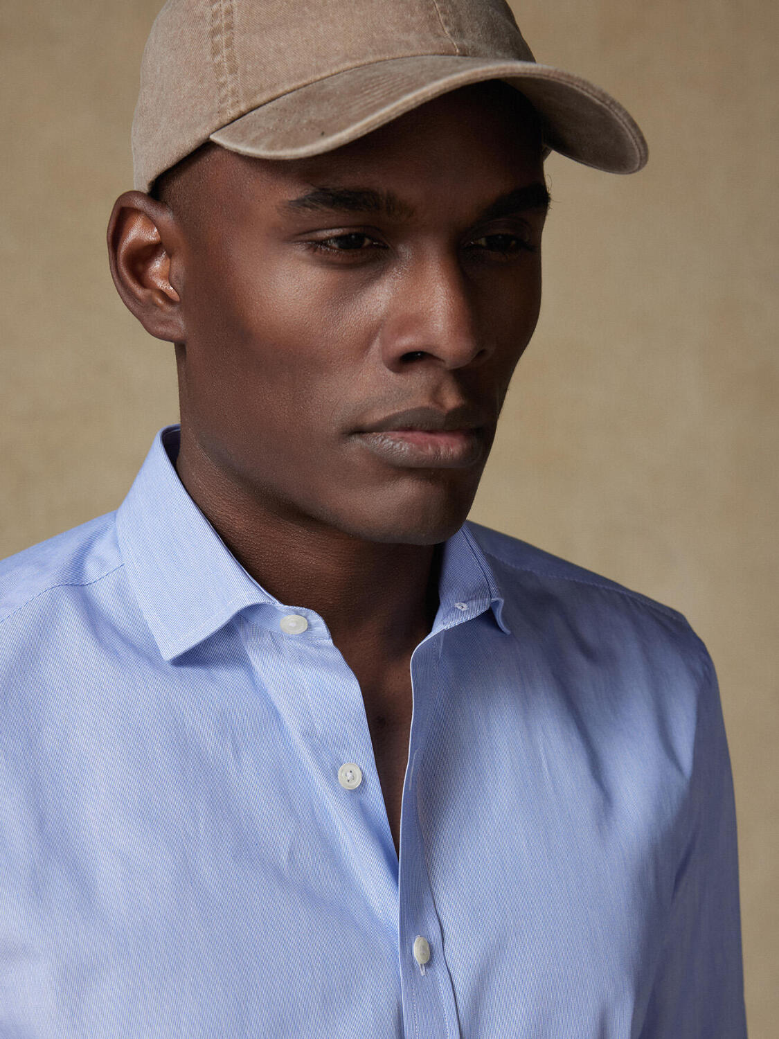 Camicia slim fit Mille Strisce Blu - Colletto piccolo