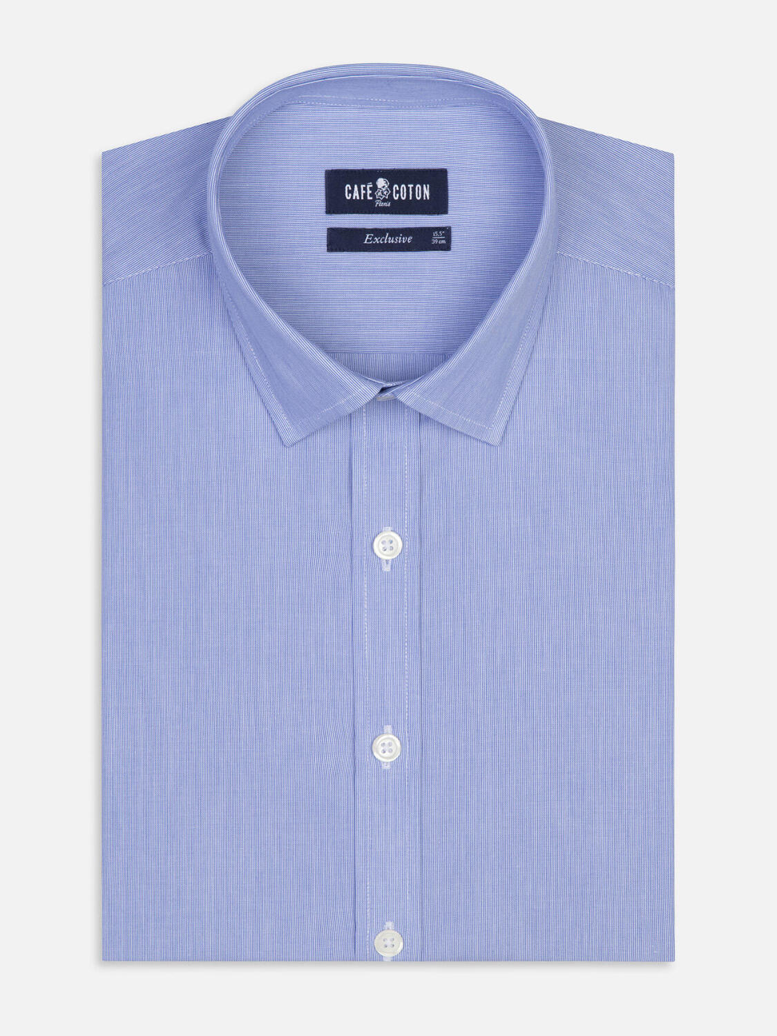 Camicia slim fit Mille Strisce Blu - Colletto piccolo