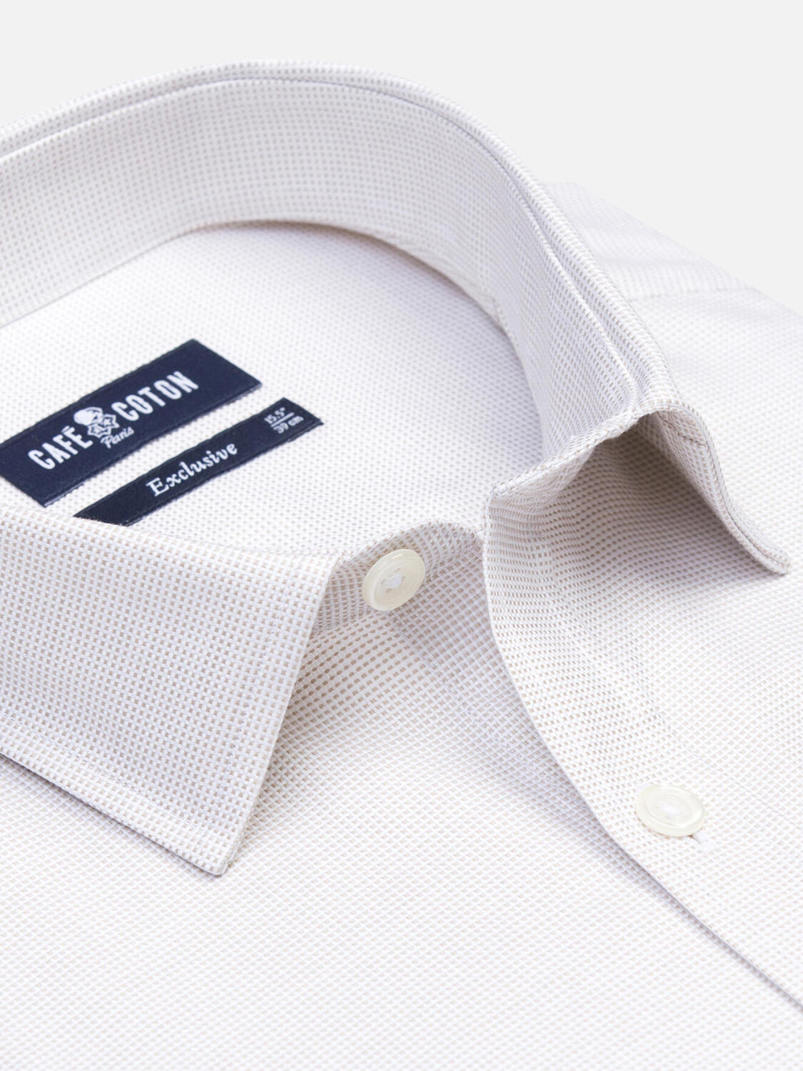 Chemise cintrée en natté sable - Petit col