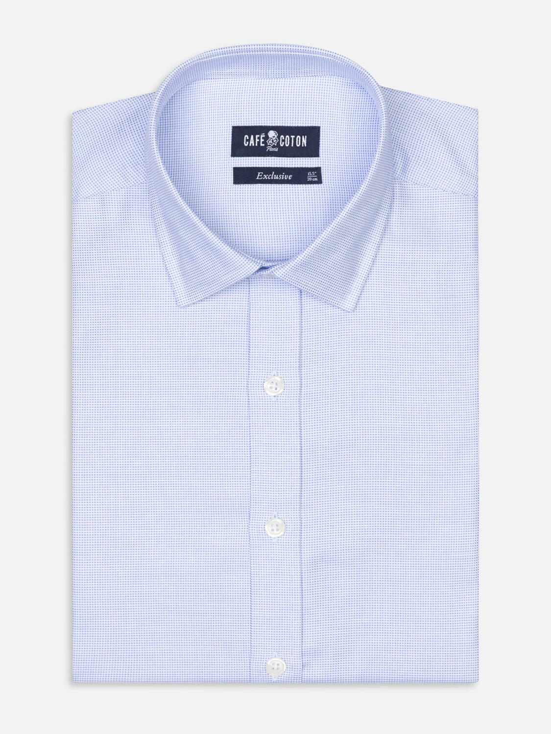 Chemise cintrée en natté ciel - Petit Col