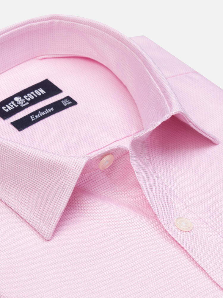 Camisa entallada trenza rosa - Cuello Pequeño