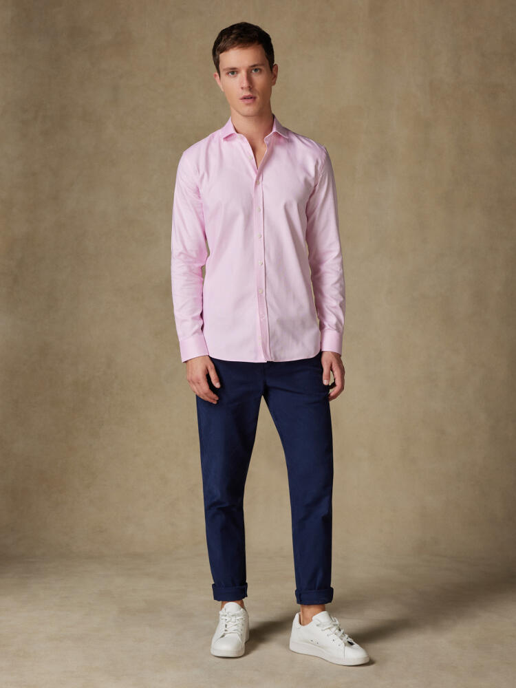 Camisa entallada trenza rosa - Cuello Pequeño