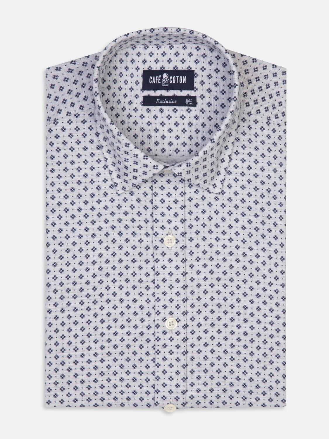 Nelson grey slim fit shirt with printed pattern - Small collar