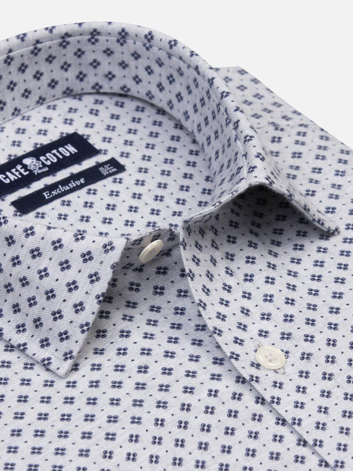 Nelson grey slim fit shirt with printed pattern - Small collar