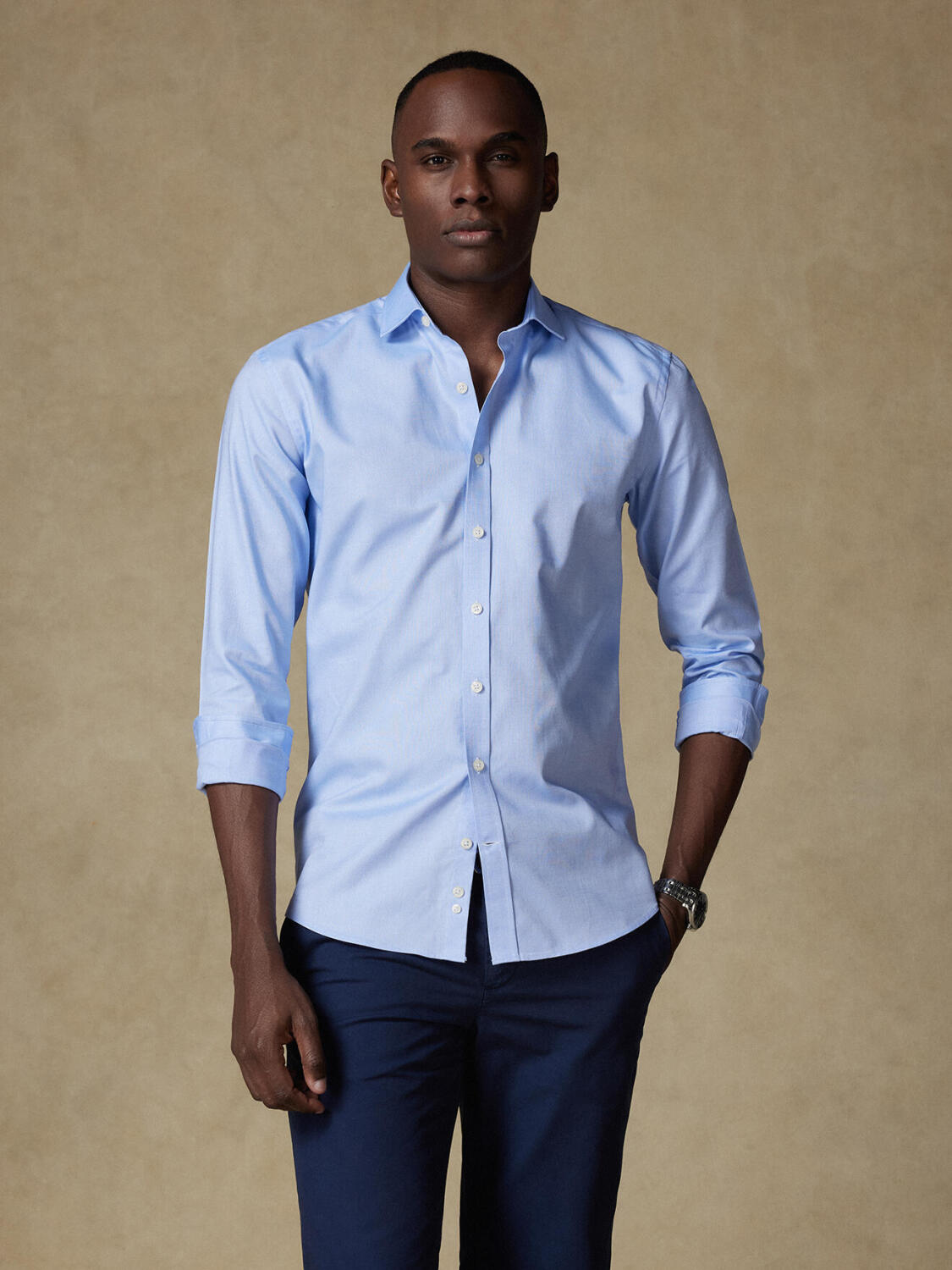 Camisa entallada Sky oxford - Cuello Pequeño