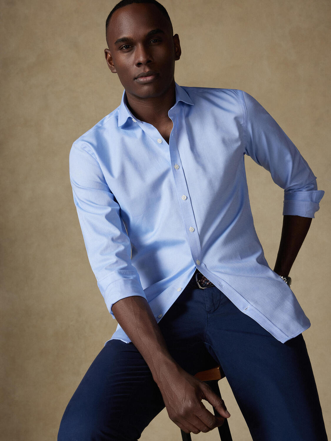 Camisa entallada Sky oxford - Cuello Pequeño