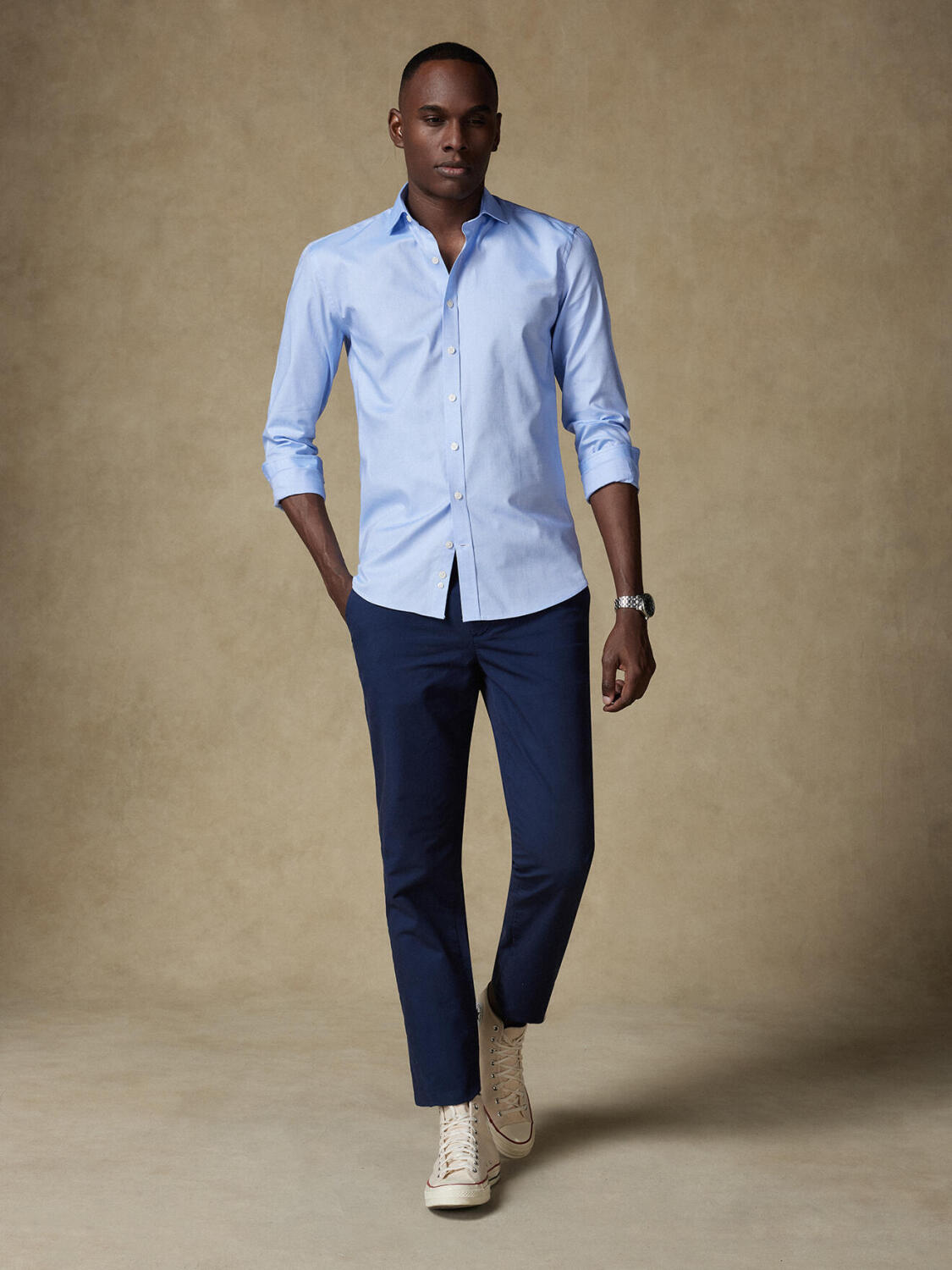 Camisa entallada Sky oxford - Cuello Pequeño