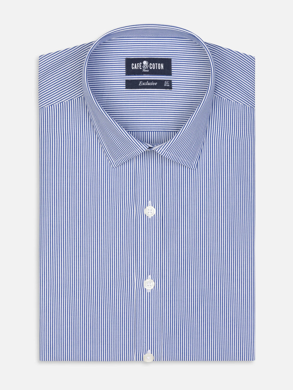 Nick marine streep Slim fit overhemd  - Kleine Kraag